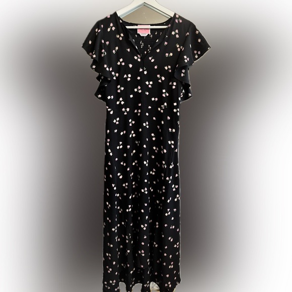 Kate Spade long black floral dress. Size 10. - Picture 2 of 8